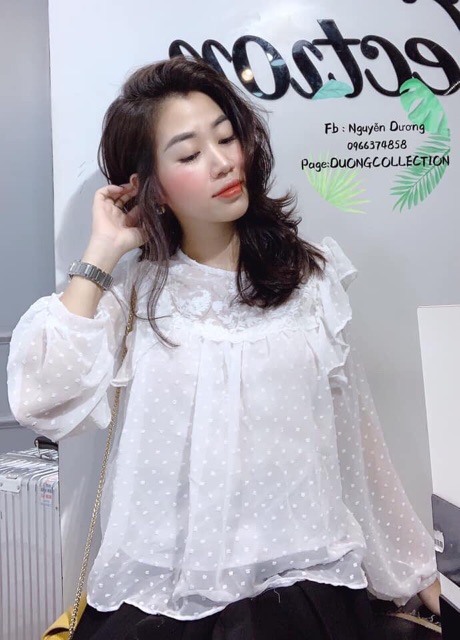 Áo sơ mi bèo thêu hoa mã 528