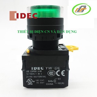 Nút nhấn idec có đèn loại phẳng yw1l-mf2e10qm3 tiếp điểm 1no