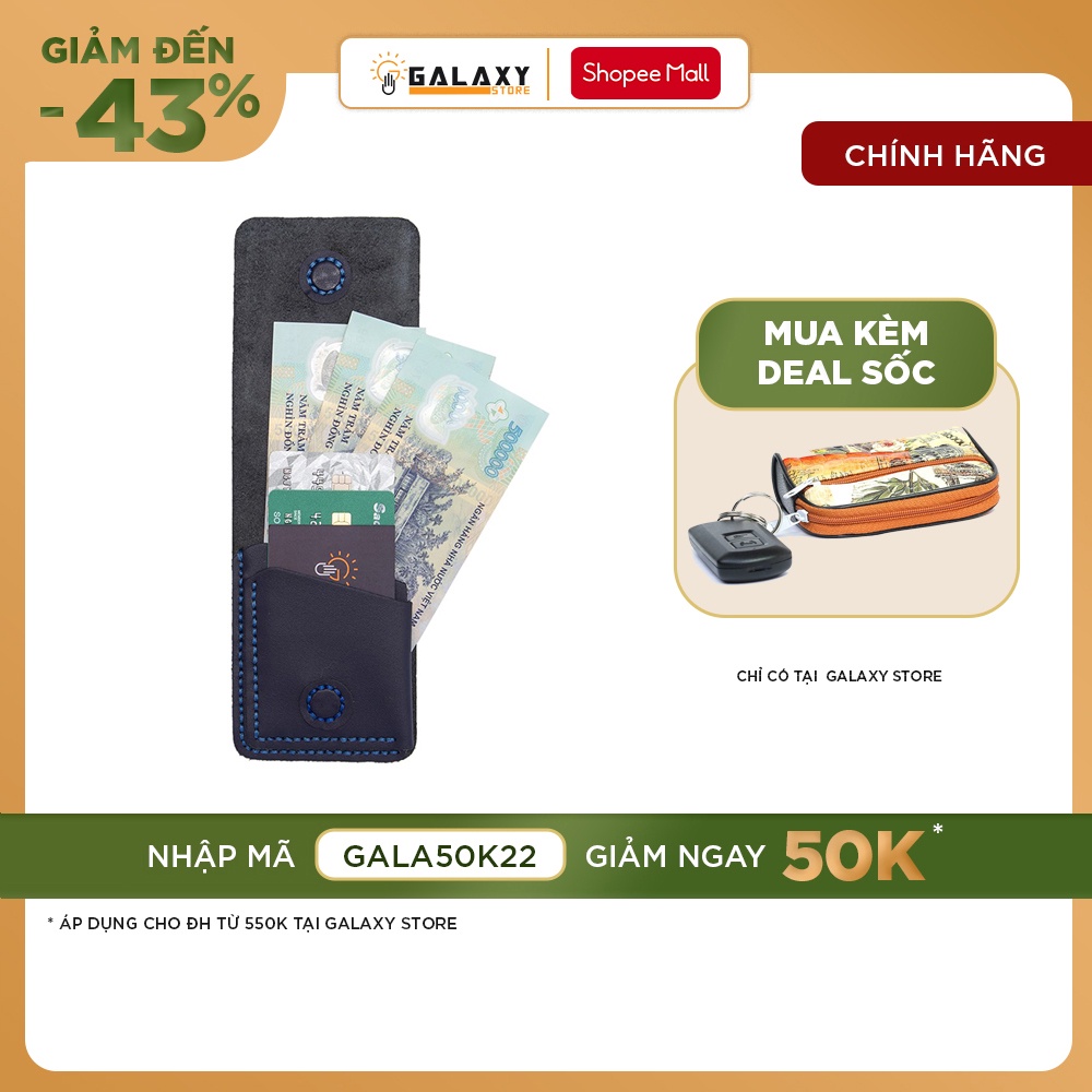 [Trợ Giá] Vi Da Bò Nam Nữ Nhỏ Độc Đáo Để Thẻ CMND Tiền Thẳng Galaxy Store GVU06 (Đen)