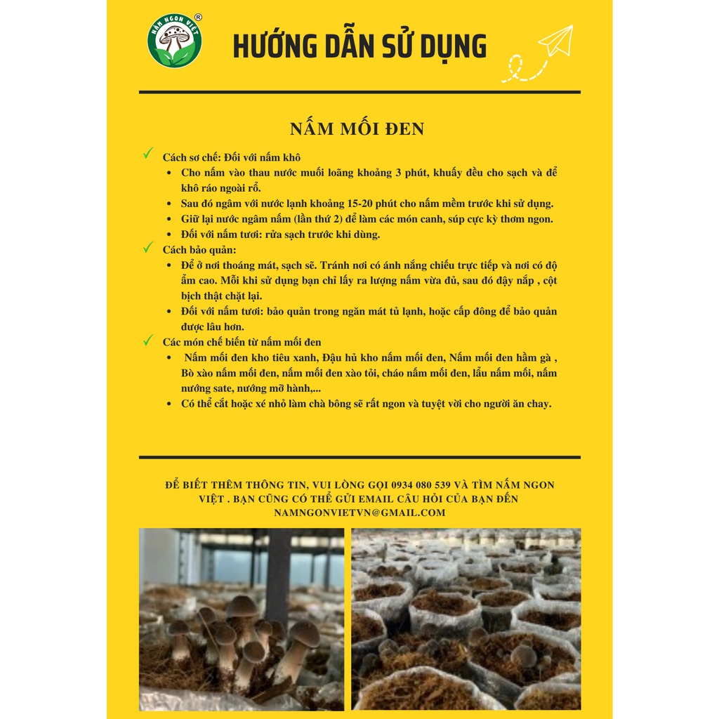 Nấm Mối Đen NẤM NGON VIỆT Sấy thăng hoa 50g