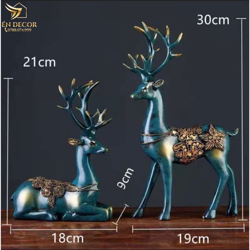 Đôi Hươu Xanh Tài Lộc, Trang Trí Phòng Khách, Trang Trí Phòng Ngủ, Én Decor