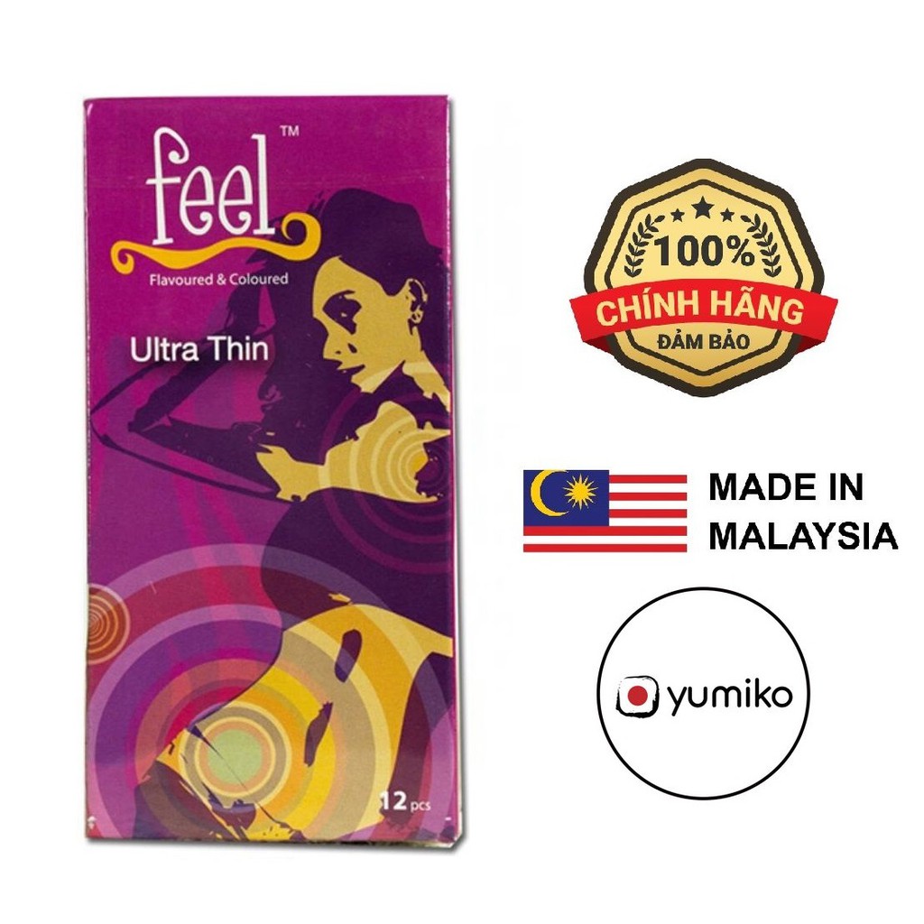 Bao Cao Su FEEL Siêu Mỏng  ULTRA THIN, BCS Xuất Xứ Malaysia, Hộp 12 bao