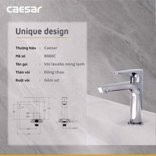 Vòi Chậu Lavabo Lạnh B060C CAESAR Mạ Crom/Niken