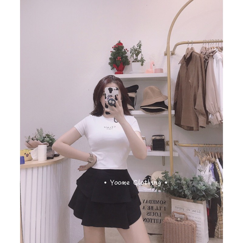 Áo croptop chữ CELNIF cottonzip dày dặn co giãn đa chiều cho nữ Yoomeclothing [ ẢNH THẬT SHOP CHỤP ]