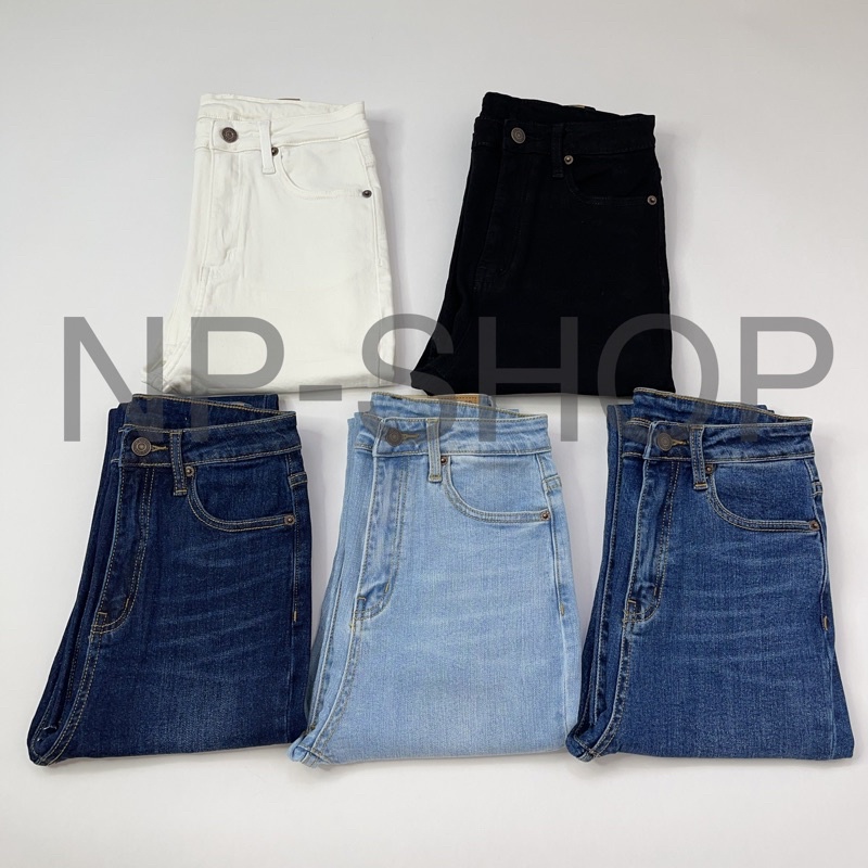 Quần jean ống loe NPSHOP lưng cao trơn dài cắt lai, quần bò nữ loe nhẹ cạp cao sang chảnh JNIK007