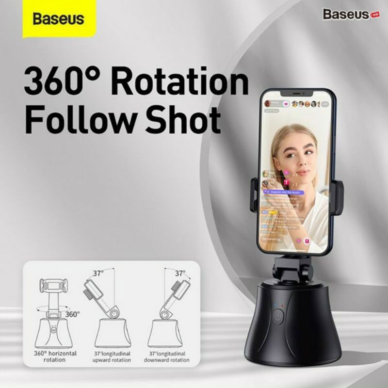 Đế giữ điện thoại thông minh, Auto-Tracking chuyển động 360°AI Baseus LV882-BK