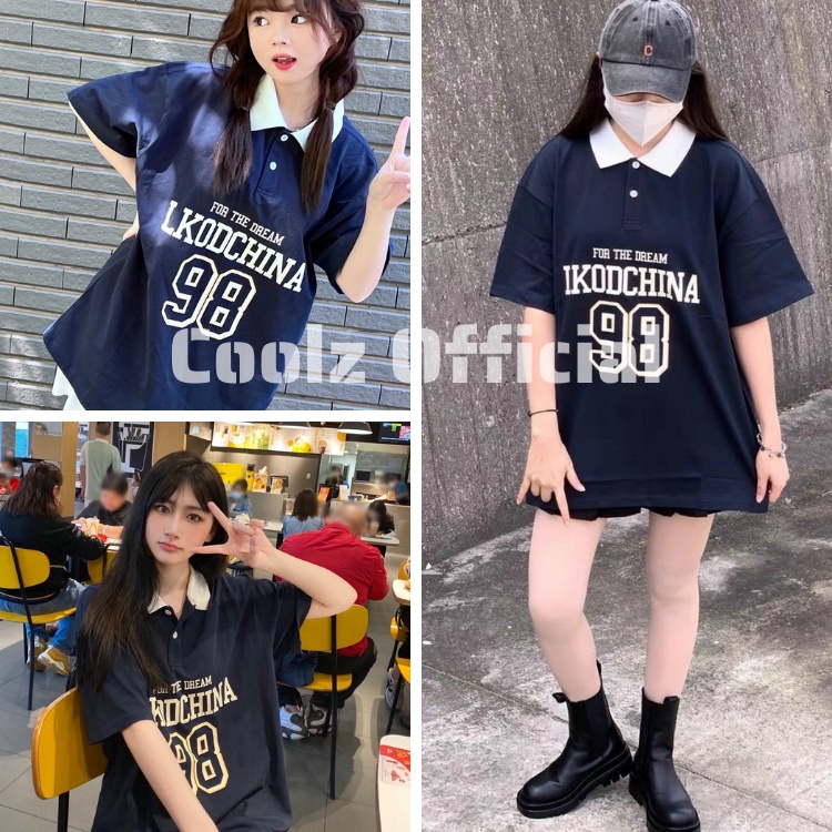 Áo thun polo nam nữ in hoạ tiết LK89 form rộng unisex phong cách ulzzang 2 màu xám trắng chất bo cotton Coolz