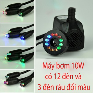 Máy bơm chìm 10W kèm 12 bóng led và 3 đèn râu nhiều màu cho bể cá cảnh, tiểu cảnh, thác nước mini