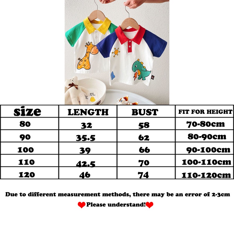 Áo polo Tay Ngắn In Hoạt Hình Khủng Long Hươu Cao Cổ Thời Trang Mùa Hè Hàn Quốc Dành Cho Bé Trai 2023