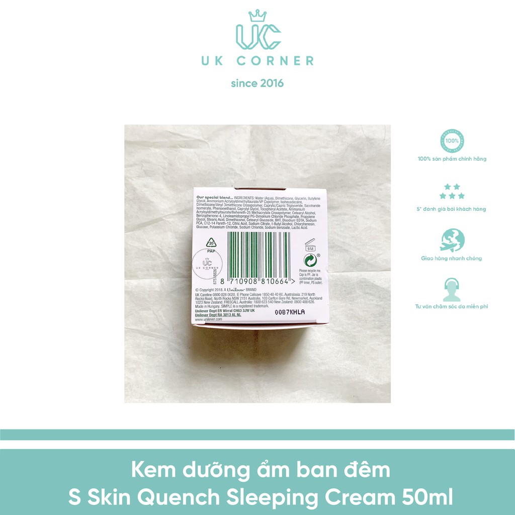 Kem dưỡng ẩm ban đêm Simple Skin Quench Sleeping Cream