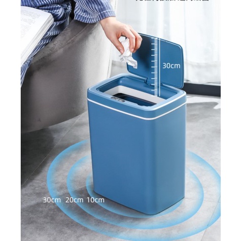Thùng Rác Cảm Ứng Tự Động Thông Minh Sạc Tích Điện 3 Chế Độ Chống Nước Tốt 14L 30cm có nắp - Oxygen072