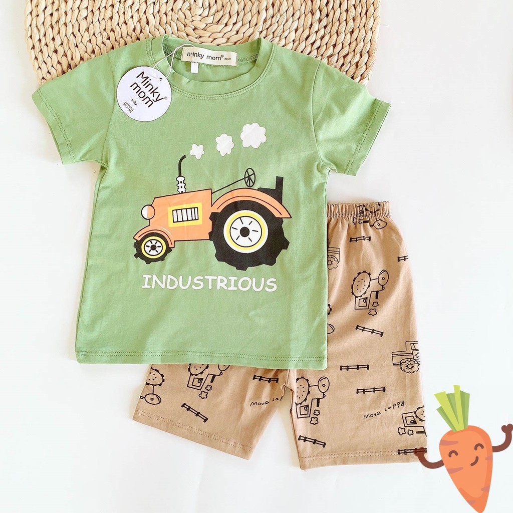 (SIÊU SALE)Đồ Bộ Bé Trai Minky Mom Vải Cotton 100% Họa Tiết Phương Tiện Giao Thông, Bộ Cộc Tay Cho Bé Mặc Nhà Mùa Hè