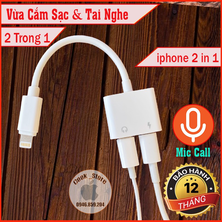 Jack Chuyển Đổi 2 trong 1 Cổng Sạc & Cổng Tai Nghe Cao Cấp Bh - 12 Tháng - jack Chuyển Đổi iphone Cho