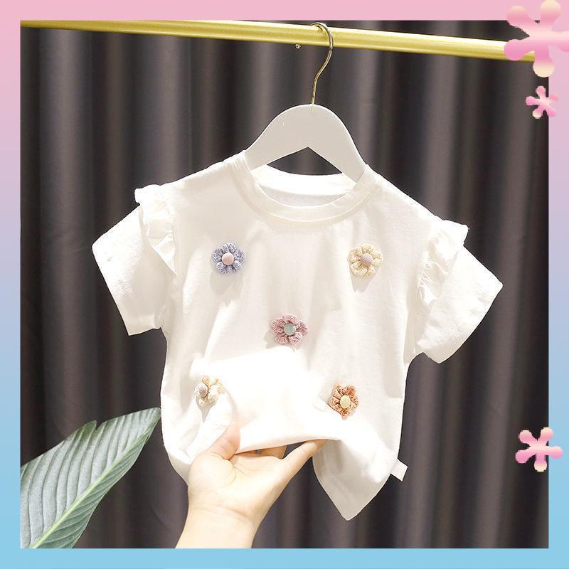 Áo Thun Cotton Mỏng Mùa Hè Tay Ngắn Phong Cách Mới 2021 Cho Bé Gái