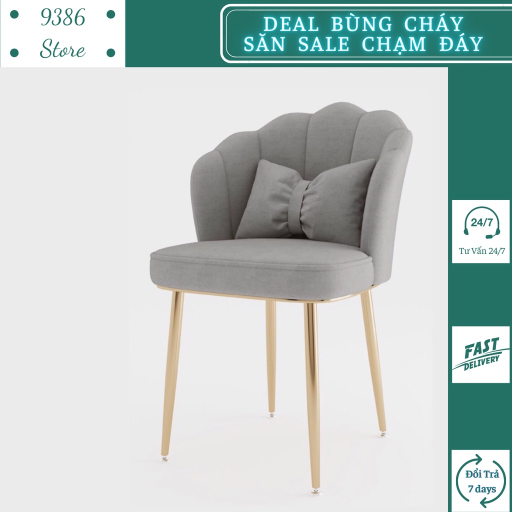 Ghế bàn trang điểm nỉ nhung chân kim loại, có gối nơ GHP027 9386 STORE