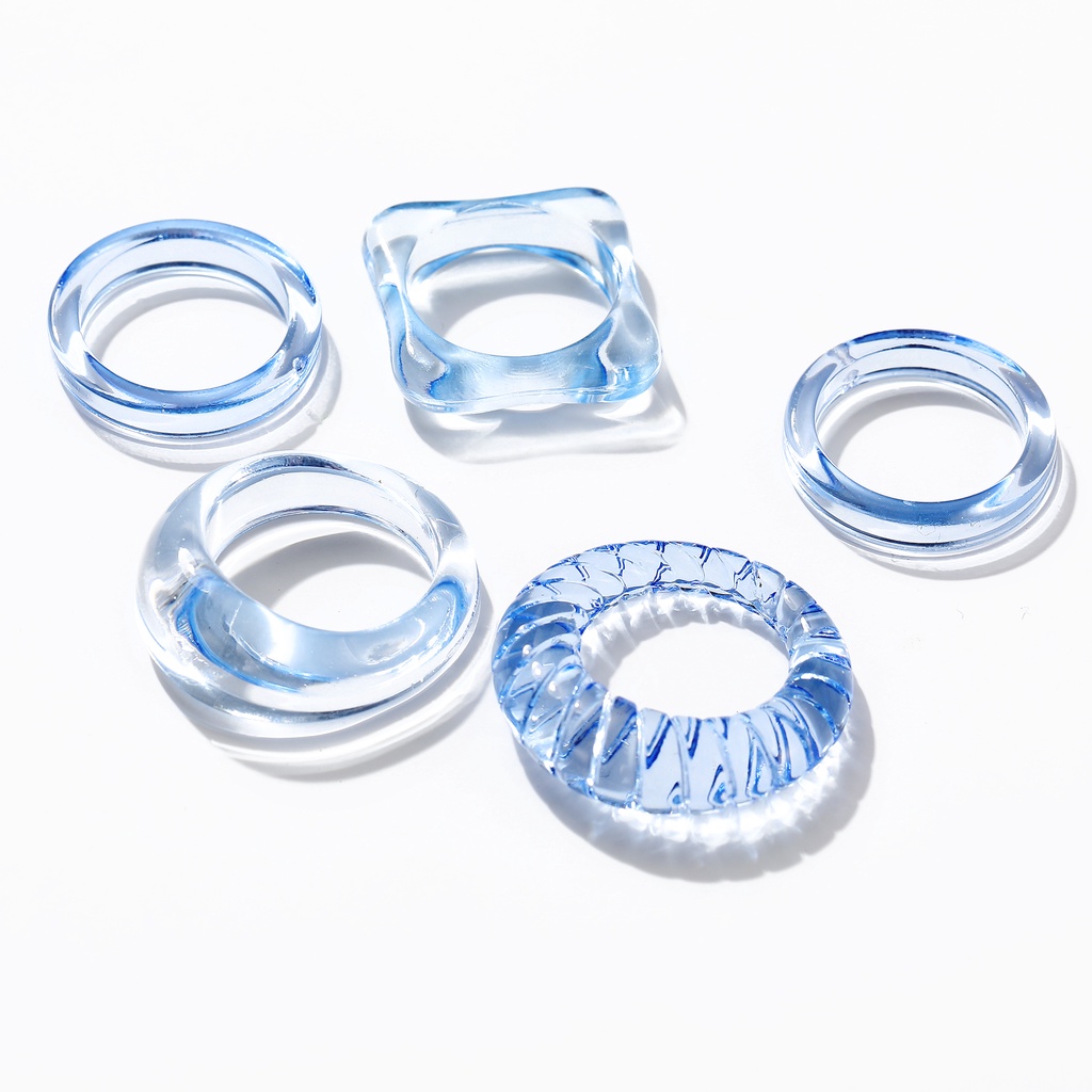 Bộ 5 Nhẫn Nhựa Trong Suốt Thiết Kế Ấn Tượng