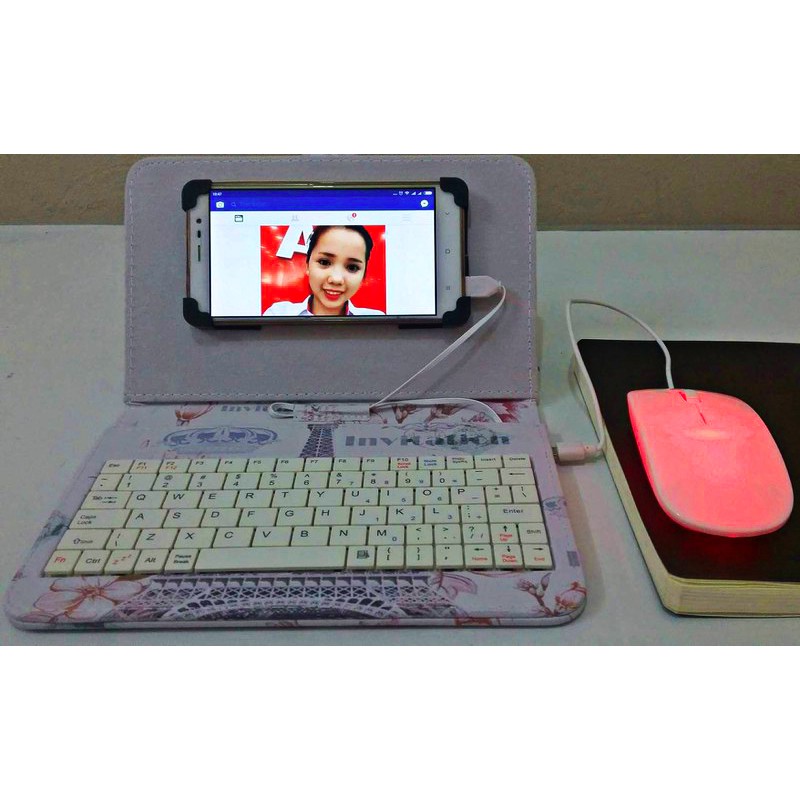 bao da bàn phím cao cấp tặng kèm chuột dùng cho điện thoại +máy tính bảng +iphone và ipad | BigBuy360 - bigbuy360.vn