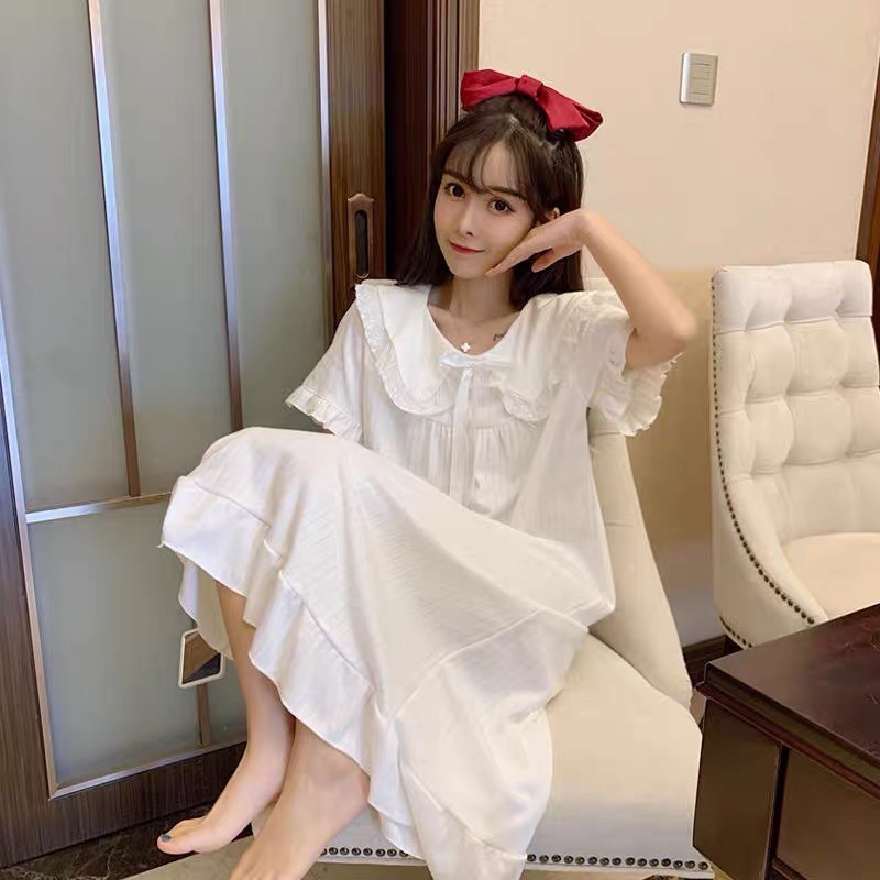 Váy ngủ cute phong cách tiểu thư, Váy ngủ bánh bèo dáng xuông