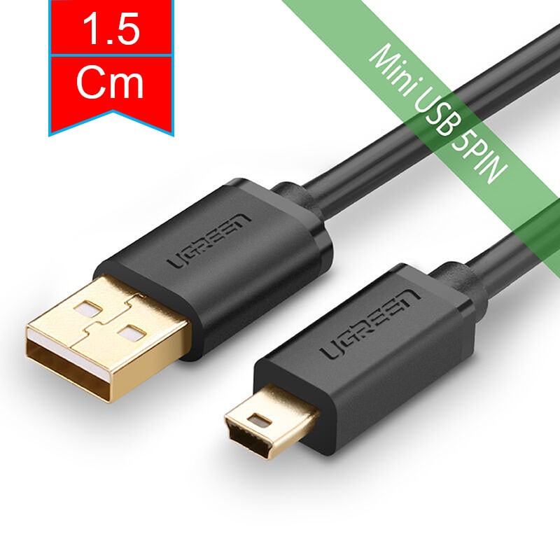 Cáp chuyển Mini USB đầu hình thang, chuyển dữ liệu từ Máy ảnh, Máy nghe nhạc vào Laptop 1.5 mét UGREEN 10385
