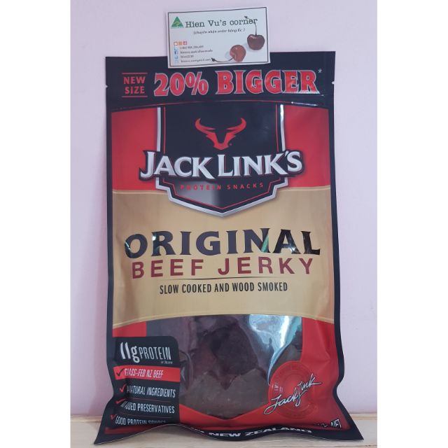 Khô bò Newzeland Jack Link's (nguyên chất dạng miếng – gói 310g) tăng cơ, giảm mỡ/ăn Keto