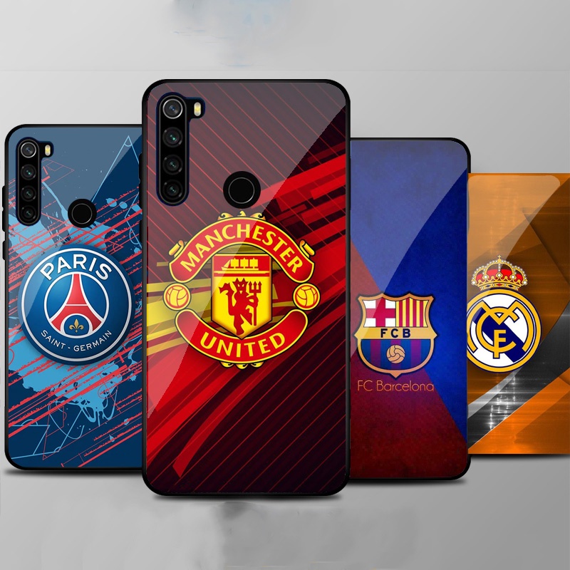 Ốp Lưng XIAOMI REDMI NOTE 8 mặt kính cường lực cao cấp In hình Câu Lạc Bộ Bóng Đá
