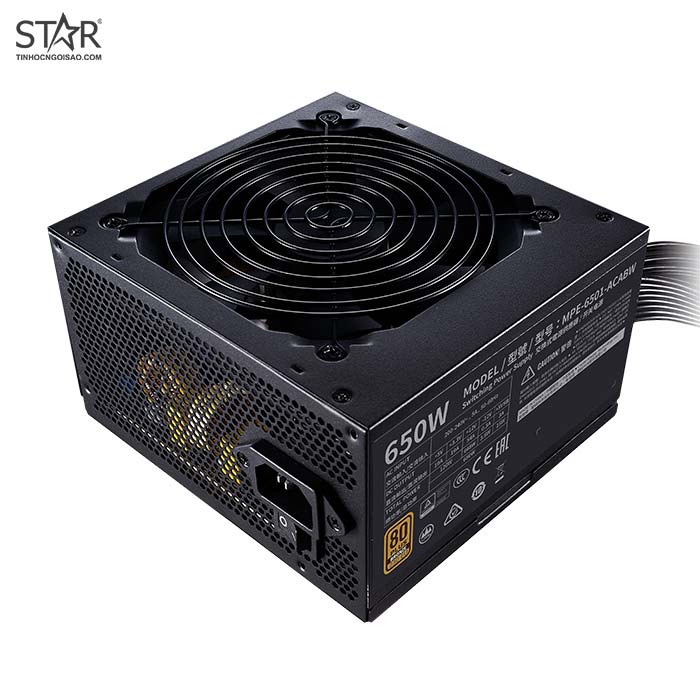 Nguồn Cooler Master 650W MWE 650 V2 230V 80 Plus Bronze (MPE6501ACABWB)