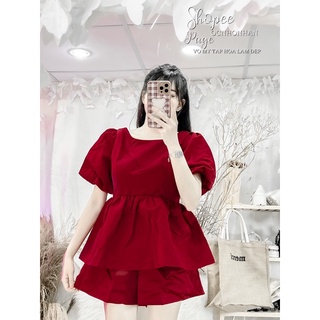 Set bộ peplum cột nơ lưng