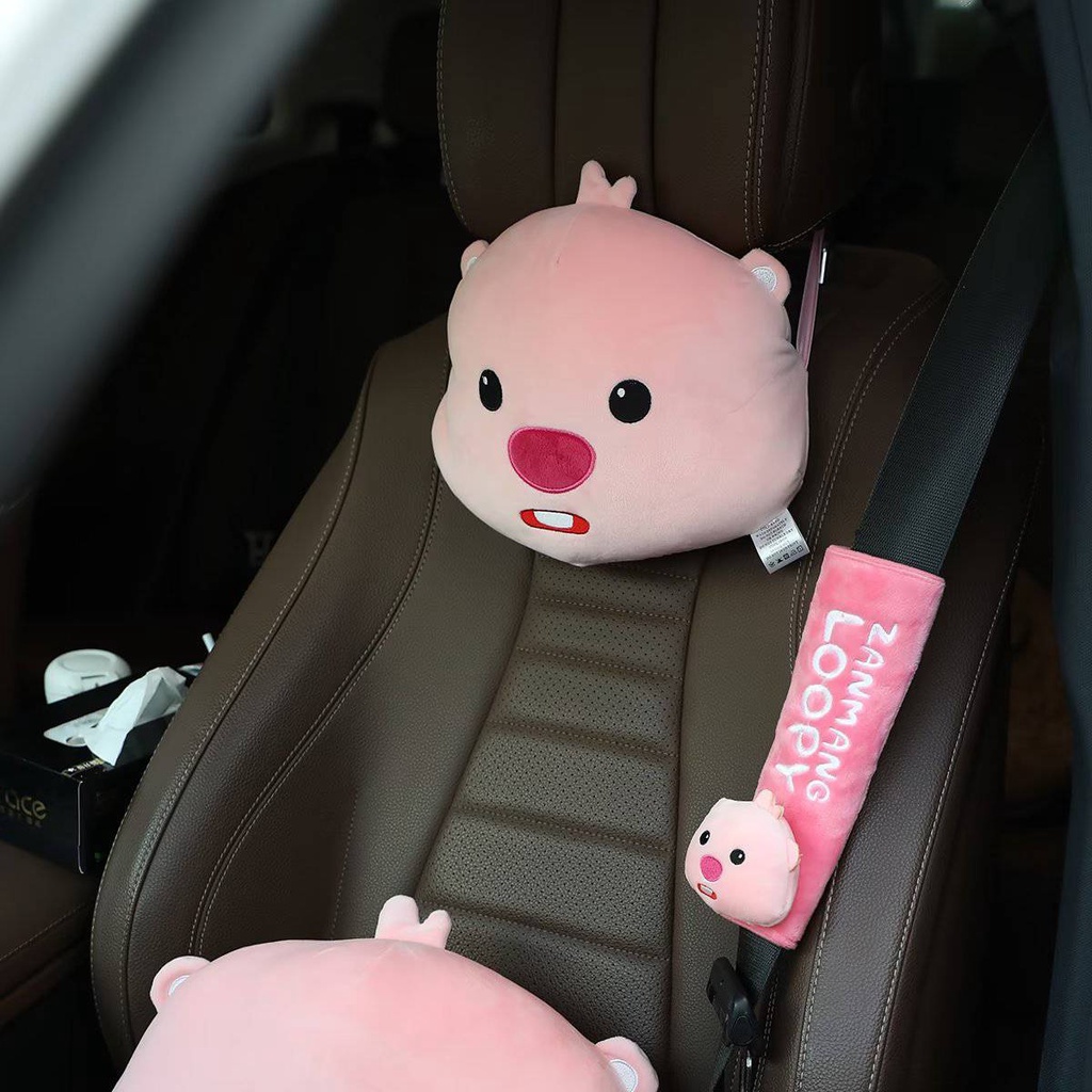 Ellen Pororo Loopy Gối Nhồi Bông Tựa Vai Và Đai An Toàn Trang Trí Xe Hơi