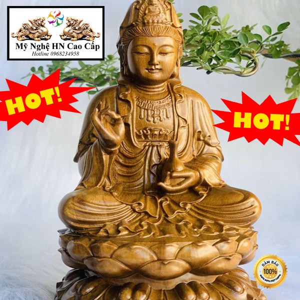 Phật Bà Quan Âm, Phật Bà Trang Trí ô tô, bàn làm việc.KT:15 x9 x9 cm ( Gỗ Bách Xanh) | BigBuy360 - bigbuy360.vn
