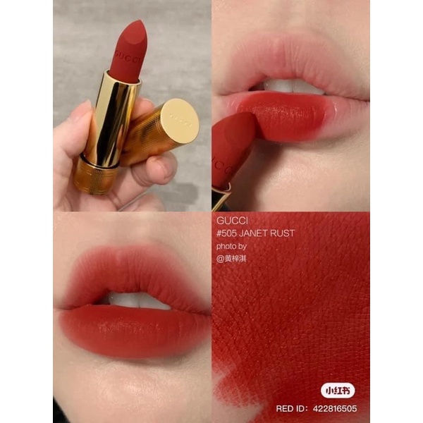 Có sẵn - Son thỏi lì Gucci Matte màu 505 Janet Rust đỏ cam đất