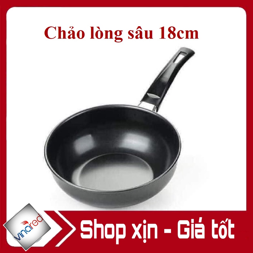 Chảo chống dính đường kính 18cm sâu 7 cm Chống dính cực tốt Sử dụng được bếp từ An toàn sức khỏe