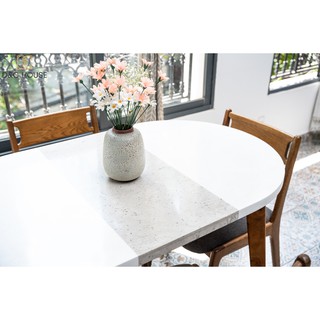 Bàn ăn mặt đá solid surface white macchiato