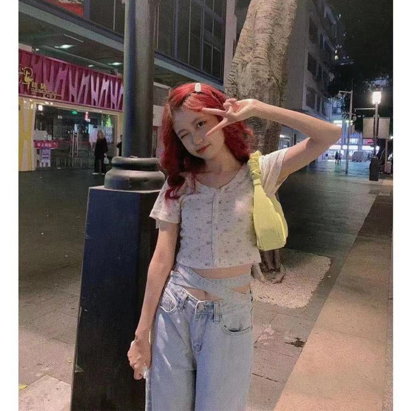 Quần Jeans Dài Lưng Cao Ống Rộng Thời Trang Cho Nữ