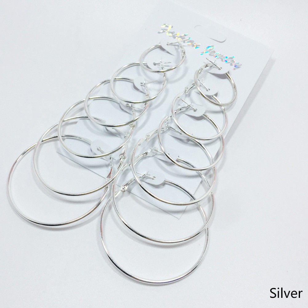 Bộ khuyên tai dạng vòng nhiều cỡ độc đáo thời trang cho nữ