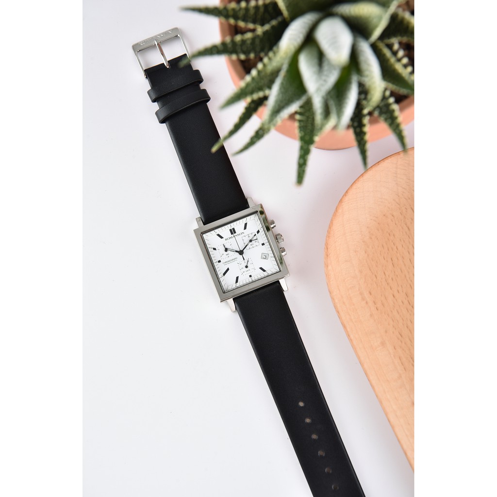 Đồng hồ Romanson Sport Men Watch UL2118MWWH nam dây da vỏ Titanium máy Thụy Sĩ kính chống xước, bấm giờ thể thao cao cấp