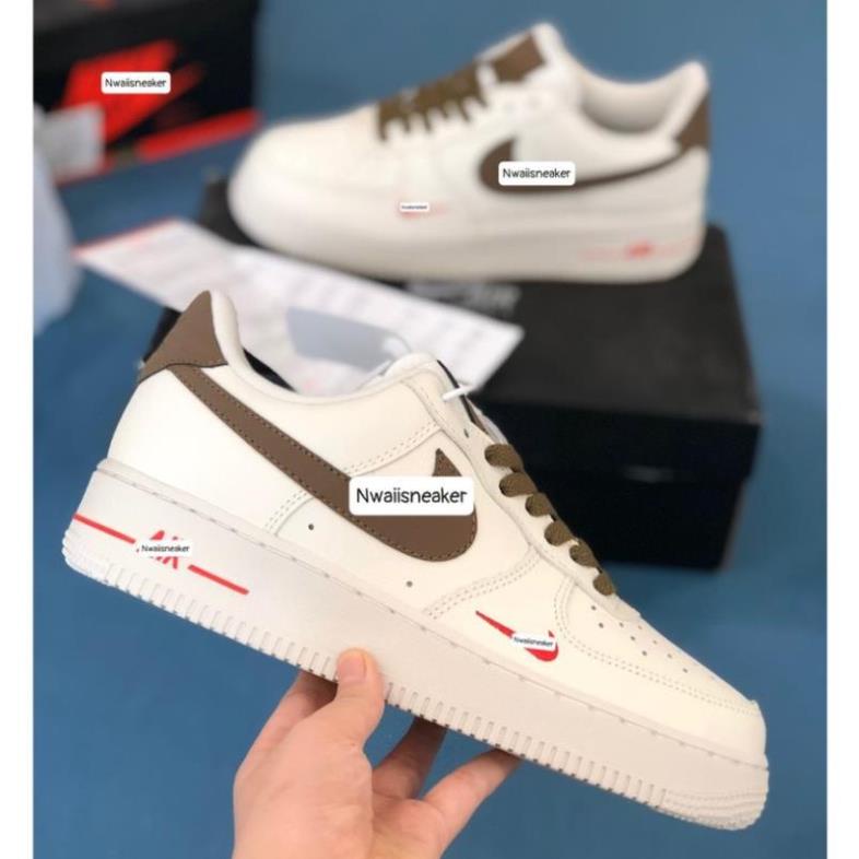 Giày Air Force 1 Low Premium White Brown - giày af1 vệt nâu trắng nam nữ hot trend 2022 -Lyly