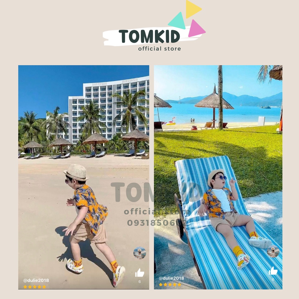 Đồ đi biển cho bé trai, Áo sơ mi cho bé chất tơ đũi siêu mát 7-20kg TomKids