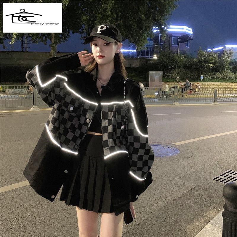 Áo Khoác Denim Dáng Rộng Plus Size Thời Trang Xuân Thu Cho Nữ