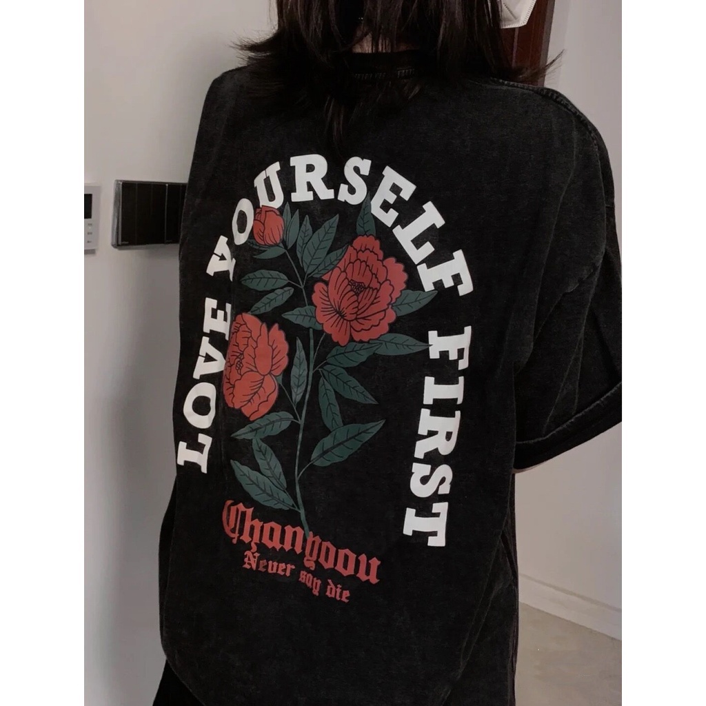 Áo thun ngắn tay cổ tròn thiết kế hợp thời trang retro