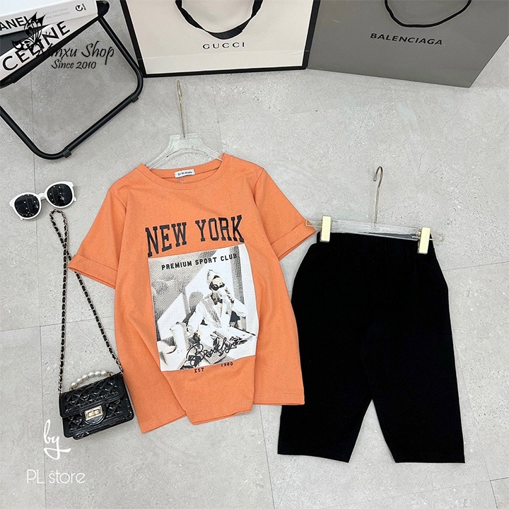 Áo phông nữ form rộng vừa, tay bận gấu cá tính, áo thun nữ form rộng unisex hàn quốc cotton AP85