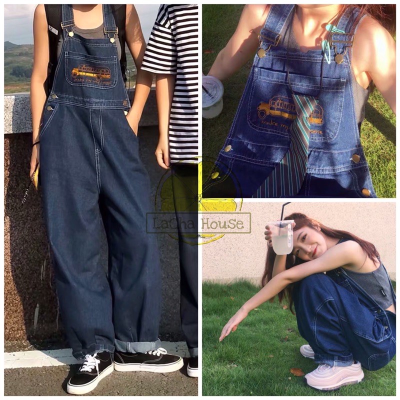 Y03 Quần Yếm Jeans Dáng Rộng Bigsize