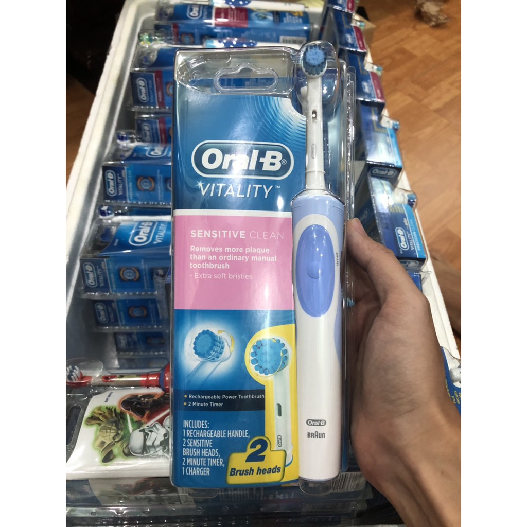 Bàn chải đánh răng điện Oral-B Vitality chính hãng, PIN sạc 1 lần dùng cả tuần, làm sạch răng, chống mảng bám, viêm nướu