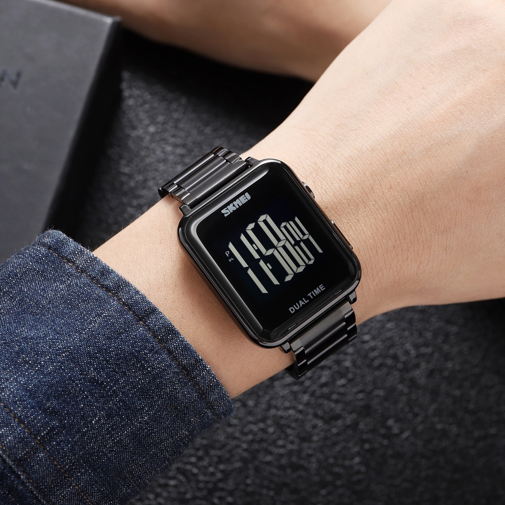 Đồng Hồ Điện Tử Mặt Vuông Chống Nước Có Đèn Led SKMEI 1852