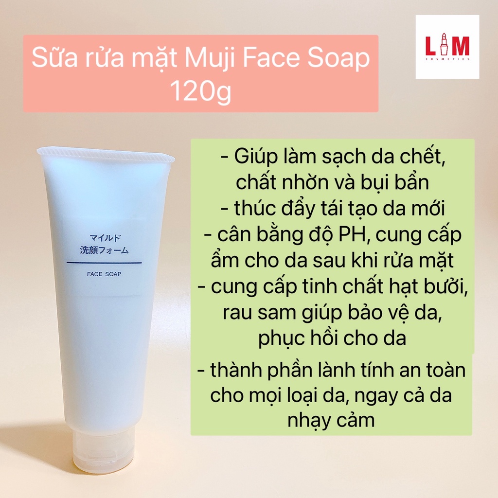 Sữa rửa mặt tẩy da chết Muji Face Soap 120g [Chính Hãng]