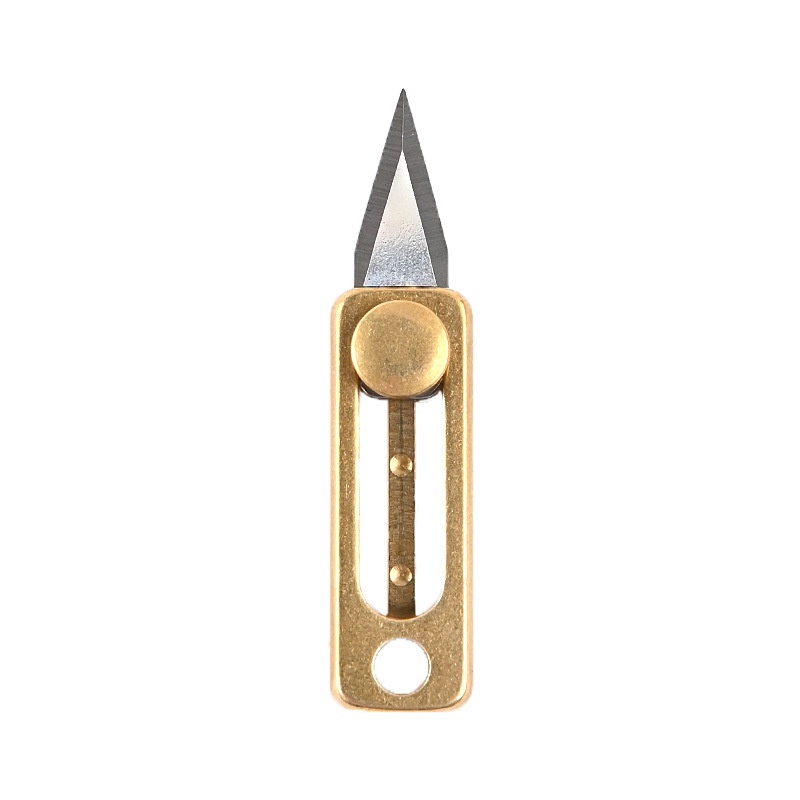 Dao Mini Bằng Đồng Thau 4,7cm YYEDC- 3 Nất Chống Trượt - Tặng kèm vòng theo móc khóa