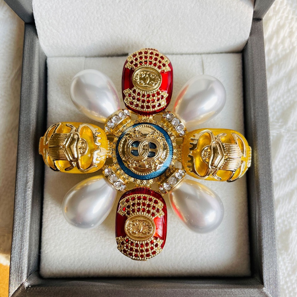 Ghim Cài Áo Hình Chữ Thập Đính Ngọc Trai Nhân Tạo Thời Trang