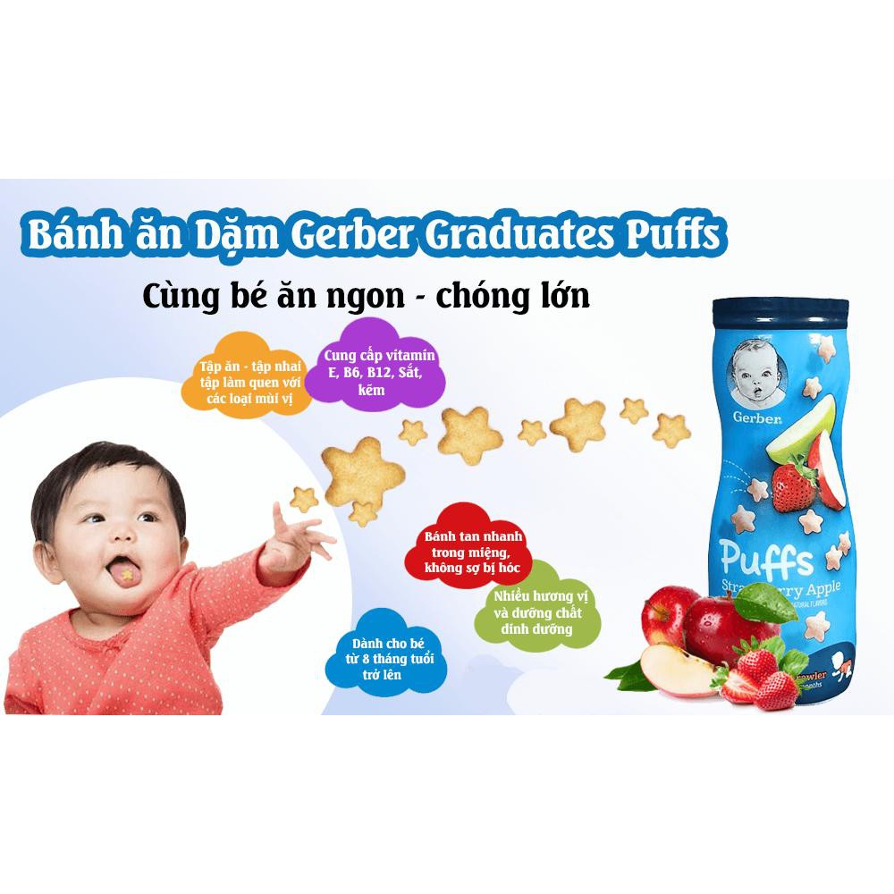 Bánh gerber cao Mỹ vị dâu táo/chuối/việt quất 42g