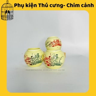 Cóng chim họa mi chào mào chích chòe chất liệu gốm sứ.