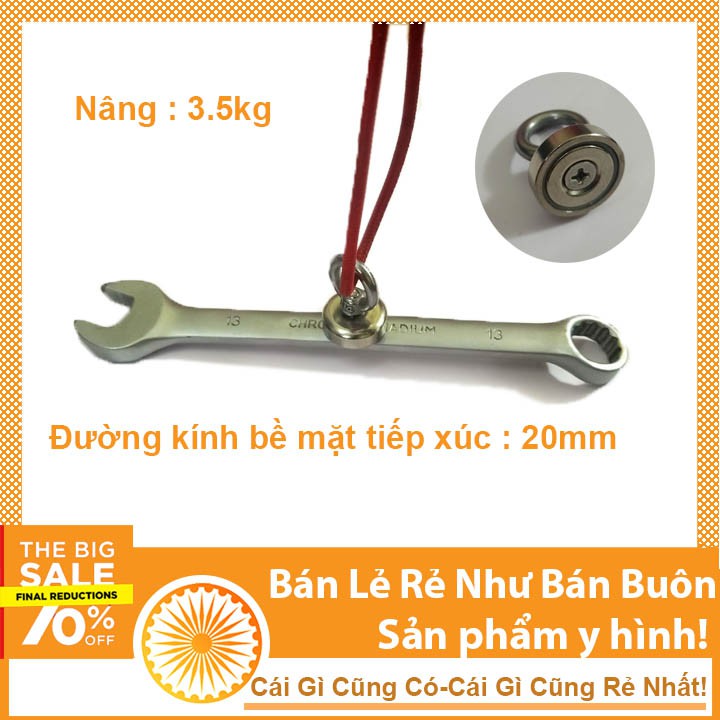 Móc treo nam châm D20mm lực hút 3,5Kg