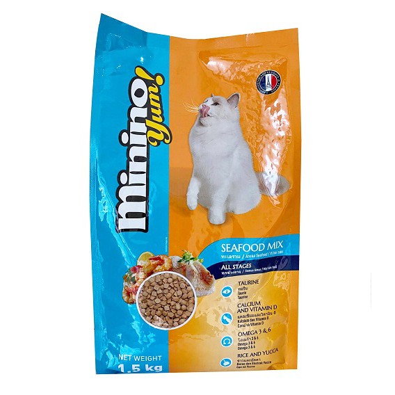 [CHÍNH HÃNG] THỨC ĂN MININO YUM CHO MÈO VỊ HẢI SẢN - GÓI 1.5KG